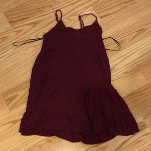 a maroon dress